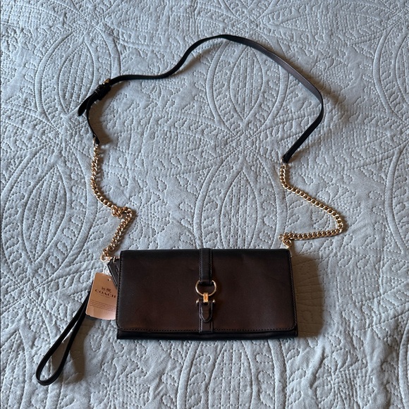 Coach Black Nomad Crossbody Clutch Bag with Gold Chain - Picture 1 of 12